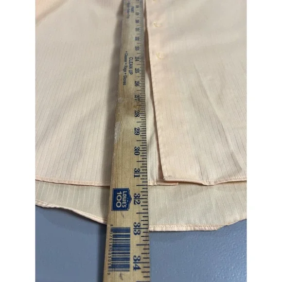 Arrow Men's  Long Sleeve Satin & Twill Dress Shirt Xl 17 34/35  Mango Pin Stripe - Picture 11 of 14